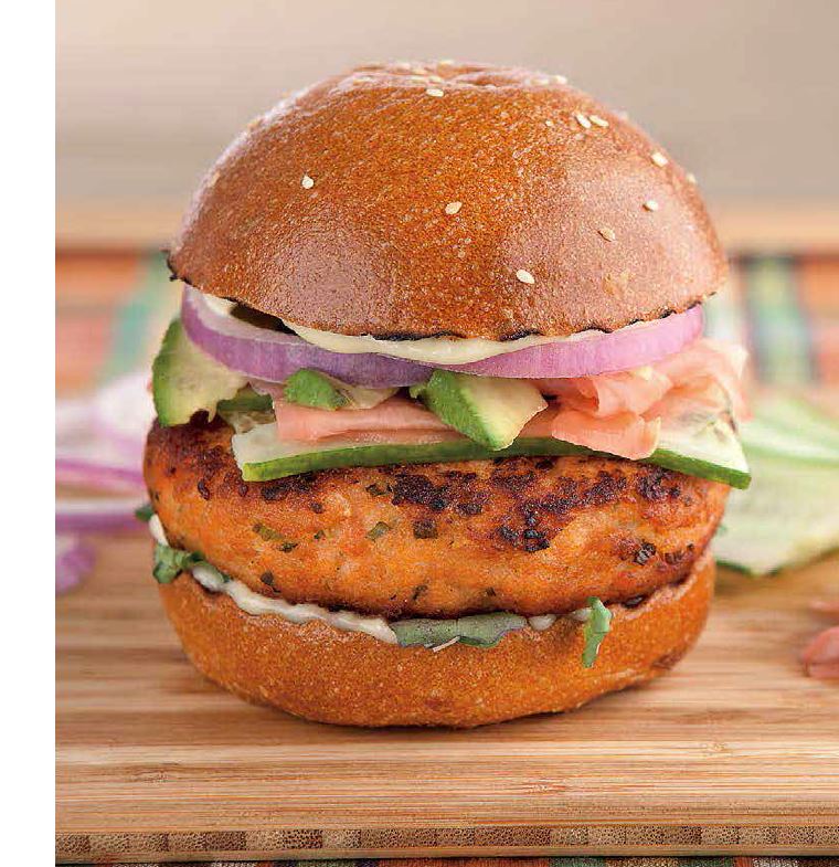 Burgers de saumon style sushi