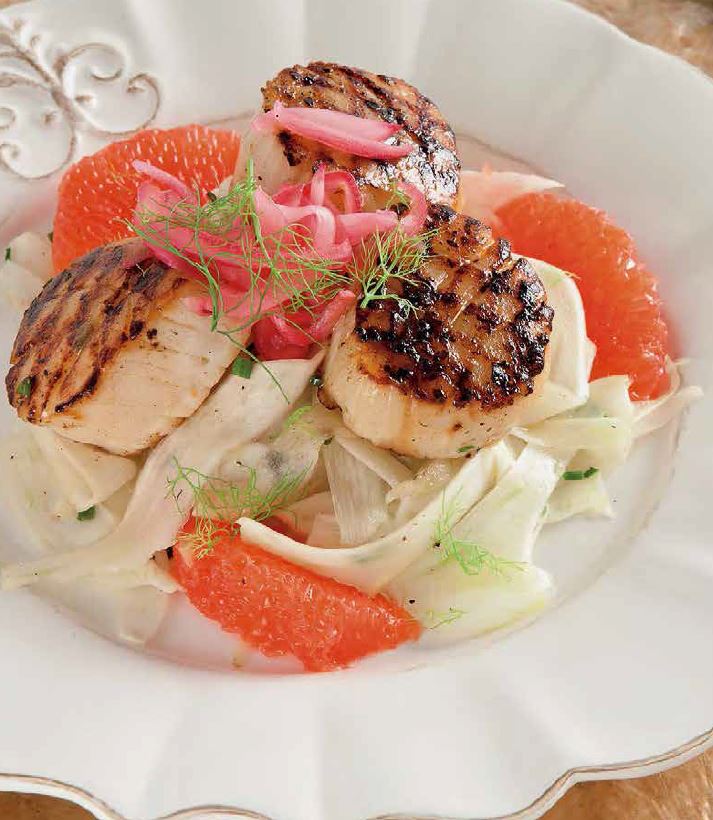 Salade de petoncles grilles au fenouil et au pamplemousse