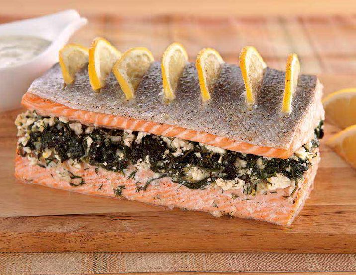 Saumon farci au feta et aux epinards