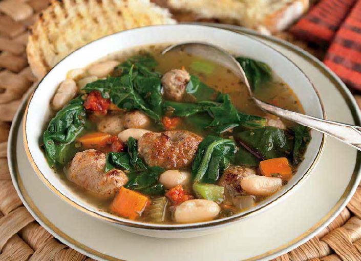 Soupe repas saucisse et verdure