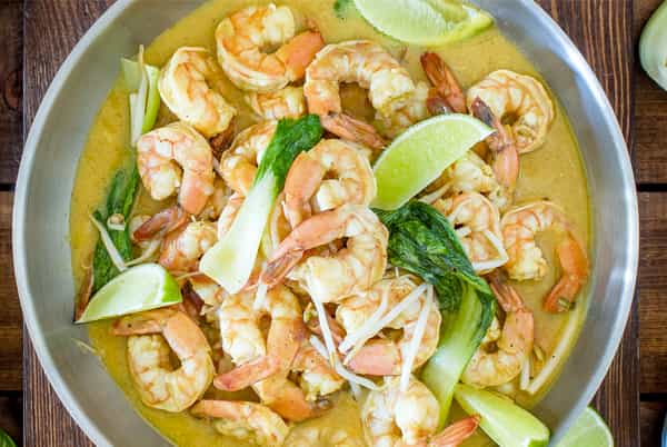 Crevettes lait de coco curry