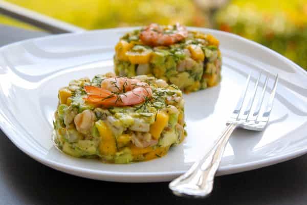 Tartare crevette avocat mangue